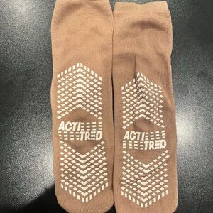 Womens Tan Socks Hospital Socks Grip on Bottom Non Slip Socks